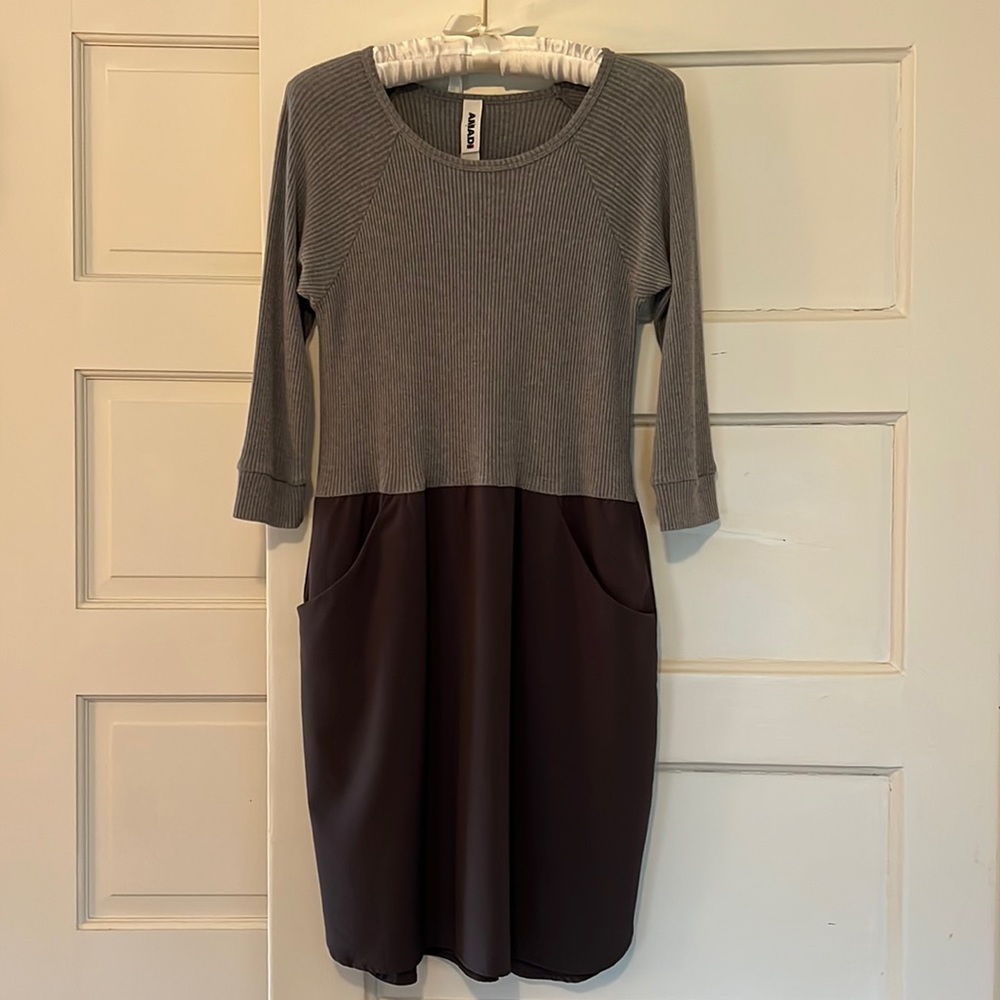Anthropologie Amadi  Grey 2-Tone Dress